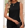 image:imageZESICA Womens Summer Going Out Tops Sleeveless Crewneck Pleated Tank TopBlack