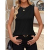 image:imageZESICA Womens Summer Going Out Tops Sleeveless Crewneck Pleated Tank TopBlack