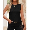 image:imageZESICA Womens Summer Going Out Tops Sleeveless Crewneck Pleated Tank TopBlack
