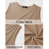image:imageZESICA Womens Summer Going Out Tops Sleeveless Crewneck Pleated Tank TopKhaki