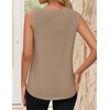 image:imageZESICA Womens Summer Going Out Tops Sleeveless Crewneck Pleated Tank TopKhaki