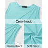 image:imageZESICA Womens Summer Going Out Tops Sleeveless Crewneck Pleated Tank TopLakegreen