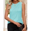 image:imageZESICA Womens Summer Going Out Tops Sleeveless Crewneck Pleated Tank TopLakegreen