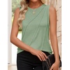 image:imageZESICA Womens Summer Going Out Tops Sleeveless Crewneck Pleated Tank TopLightgreen