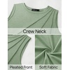 image:imageZESICA Womens Summer Going Out Tops Sleeveless Crewneck Pleated Tank TopLightgreen