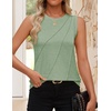 image:imageZESICA Womens Summer Going Out Tops Sleeveless Crewneck Pleated Tank TopLightgreen