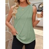 image:imageZESICA Womens Summer Going Out Tops Sleeveless Crewneck Pleated Tank TopLightgreen