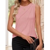 image:imageZESICA Womens Summer Going Out Tops Sleeveless Crewneck Pleated Tank TopPink