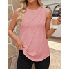 image:imageZESICA Womens Summer Going Out Tops Sleeveless Crewneck Pleated Tank TopPink