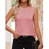 image:imageZESICA Womens Summer Going Out Tops Sleeveless Crewneck Pleated Tank TopPink