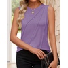 image:imageZESICA Womens Summer Going Out Tops Sleeveless Crewneck Pleated Tank TopPurple