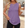 image:imageZESICA Womens Summer Going Out Tops Sleeveless Crewneck Pleated Tank TopPurple