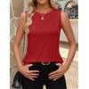image:imageZESICA Womens Summer Going Out Tops Sleeveless Crewneck Pleated Tank TopRed