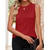 image:imageZESICA Womens Summer Going Out Tops Sleeveless Crewneck Pleated Tank TopRed