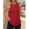 image:imageZESICA Womens Summer Going Out Tops Sleeveless Crewneck Pleated Tank TopRed