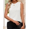 image:imageZESICA Womens Summer Going Out Tops Sleeveless Crewneck Pleated Tank TopWhite