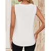 image:imageZESICA Womens Summer Going Out Tops Sleeveless Crewneck Pleated Tank TopWhite