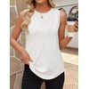 image:imageZESICA Womens Summer Going Out Tops Sleeveless Crewneck Pleated Tank TopWhite