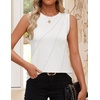 image:imageZESICA Womens Summer Going Out Tops Sleeveless Crewneck Pleated Tank TopWhite
