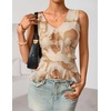 image:imageZESICA Womens Summer Going Out Tops Sleeveless V Neck Floral Y2K ShirtsBrown