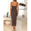 image:imageZESICA Womens Summer Halter Neck Bodycon Cocktail DressesBrown
