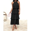 image:imageZESICA Womens Summer Halter Ruffle Wedding Guest Midi DressesDarkblack