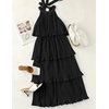 image:imageZESICA Womens Summer Halter Ruffle Wedding Guest Midi DressesDarkblack