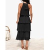 image:imageZESICA Womens Summer Halter Ruffle Wedding Guest Midi DressesDarkblack