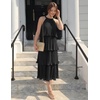 image:imageZESICA Womens Summer Halter Ruffle Wedding Guest Midi DressesDarkblack