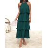 image:imageZESICA Womens Summer Halter Ruffle Wedding Guest Midi DressesDarkgreen