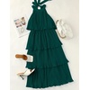 image:imageZESICA Womens Summer Halter Ruffle Wedding Guest Midi DressesDarkgreen