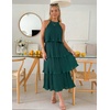 image:imageZESICA Womens Summer Halter Ruffle Wedding Guest Midi DressesDarkgreen