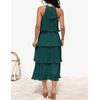 image:imageZESICA Womens Summer Halter Ruffle Wedding Guest Midi DressesDarkgreen