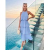 image:imageZESICA Womens Summer Halter Ruffle Wedding Guest Midi DressesLightblue