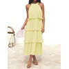 image:imageZESICA Womens Summer Halter Ruffle Wedding Guest Midi DressesLightyellow