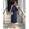 image:imageZESICA Womens Summer Halter Ruffle Wedding Guest Midi DressesNavy