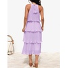 image:imageZESICA Womens Summer Halter Ruffle Wedding Guest Midi DressesPurple