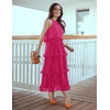 image:imageZESICA Womens Summer Halter Ruffle Wedding Guest Midi DressesRose