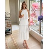 image:imageZESICA Womens Summer Halter Ruffle Wedding Guest Midi DressesWhite