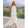 image:imageZESICA Womens Summer Halter Ruffle Wedding Guest Midi DressesWhite