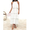 image:imageZESICA Womens Summer Halter Ruffle Wedding Guest Midi DressesWhite