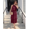 image:imageZESICA Womens Summer Halter Ruffle Wedding Guest Midi DressesWine
