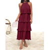 image:imageZESICA Womens Summer Halter Ruffle Wedding Guest Midi DressesWine
