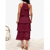 image:imageZESICA Womens Summer Halter Ruffle Wedding Guest Midi DressesWine