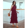 image:imageZESICA Womens Summer Halter Ruffle Wedding Guest Midi DressesWine