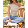 image:imageZESICA Womens Summer Off Shoulder Tops Going Out Y2k Asymmetrical ShirtsApricot