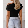 image:imageZESICA Womens Summer Off Shoulder Tops Going Out Y2k Asymmetrical ShirtsBlack