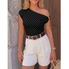 image:imageZESICA Womens Summer Off Shoulder Tops Going Out Y2k Asymmetrical ShirtsBlack Polka Dot
