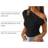 image:imageZESICA Womens Summer Off Shoulder Tops Going Out Y2k Asymmetrical ShirtsBlack Polka Dot