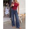 image:imageZESICA Womens Summer Off Shoulder Tops Going Out Y2k Asymmetrical ShirtsBurgundy